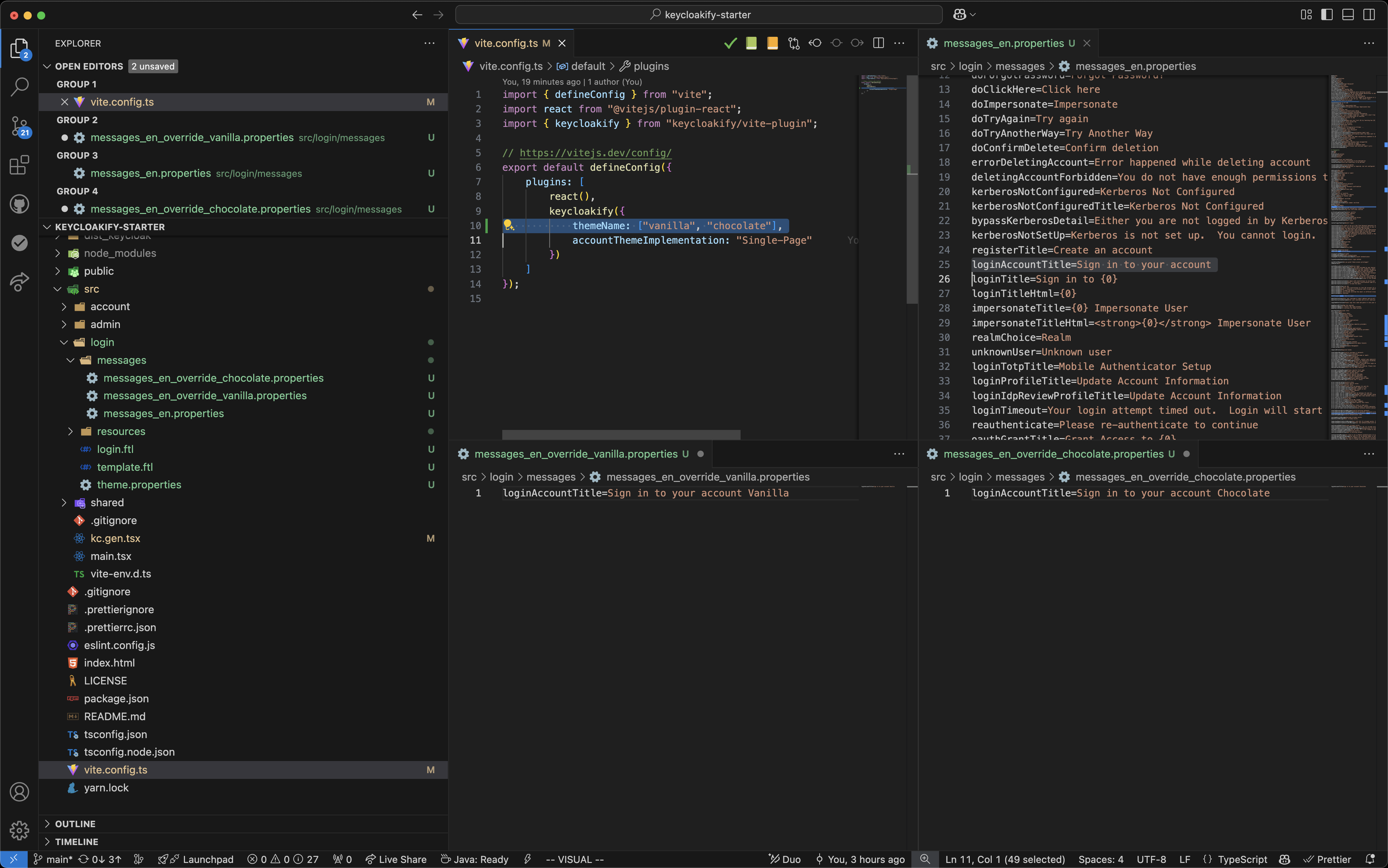 Theme variants: vanilla and chocolate